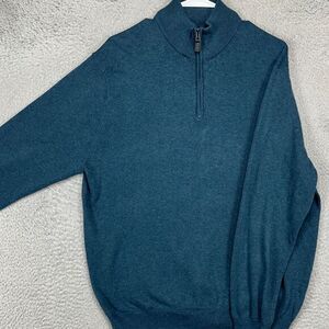 Jos. A. Bank Pullover Sweater Mens XL Traveler Teal‎ Quarter Zip Pima Cotton NEW